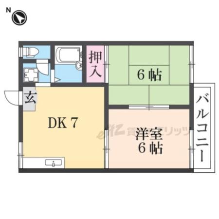 コーポ山川(2DK/2階)の間取り写真