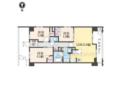 ファインレジデンス京都五条通(3LDK/7階)の間取り写真
