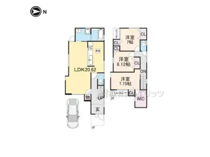 阪急電鉄京都線 西向日駅 徒歩39分 2階建 新築(3LDK)の間取り写真