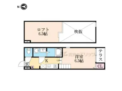 カデンツァ(1K/1階)の間取り写真