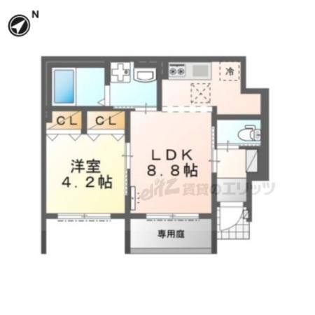 ラトゥール(1LDK/1階)の間取り写真