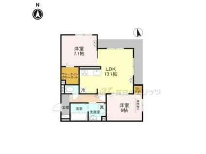 エクシード(2LDK/1階)の間取り写真