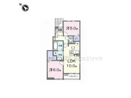 ハイツ大和(2LDK/1階)の間取り写真