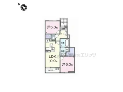 ハイツ大和(2LDK/1階)の間取り写真