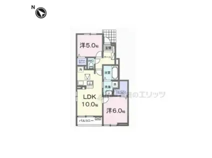 ハイツ大和(2LDK/1階)の間取り写真