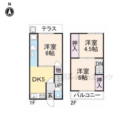 近鉄大阪線 松塚駅 徒歩10分 2階建 築54年(3DK)の間取り写真