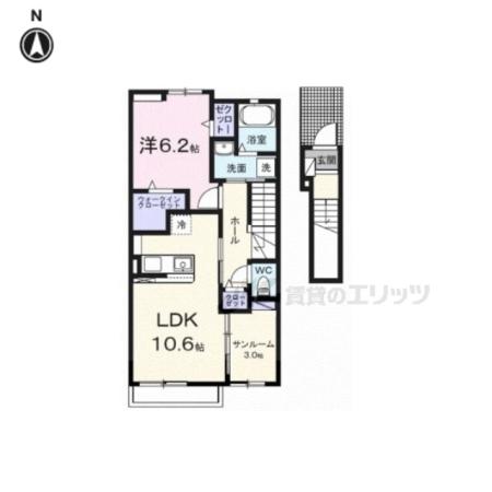 フォンテーヌ(1LDK/2階)の間取り写真