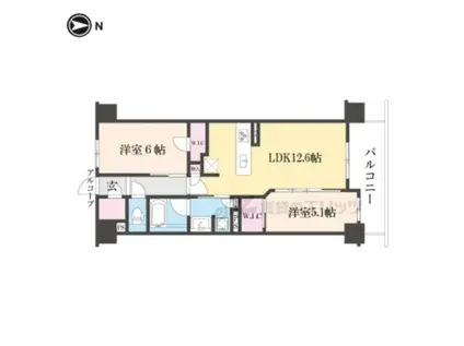 ファインレジデンス京都五条通(2LDK/6階)の間取り写真