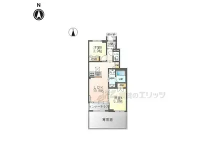 葛城市南道穂アパート(2LDK/1階)の間取り写真