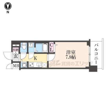 ファステート京都洛南エリーゼ(1K/2階)の間取り写真