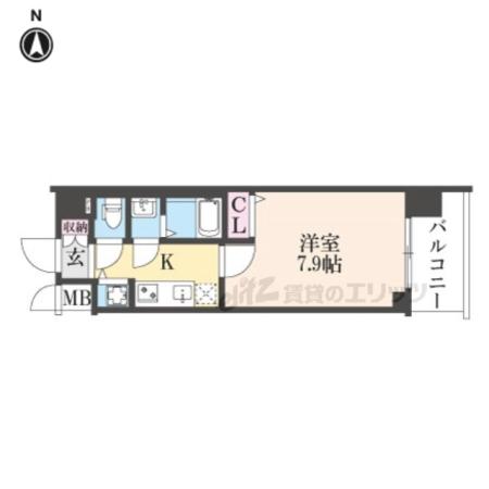 ファステート京都洛南エリーゼ(1K/5階)の間取り写真
