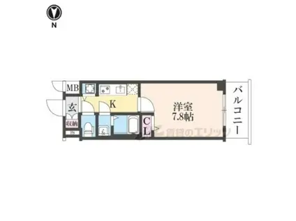ファステート京都洛南エリーゼ(1K/7階)の間取り写真