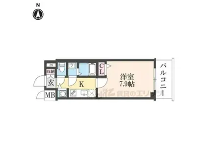 ファステート京都洛南エリーゼ(1K/7階)の間取り写真
