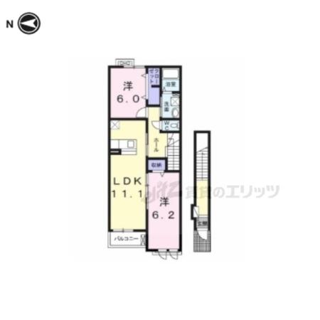 フィデール(2LDK/2階)の間取り写真
