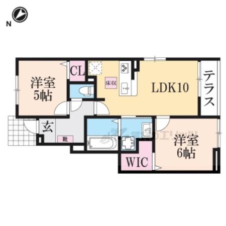 セレスティア(2LDK/1階)の間取り写真