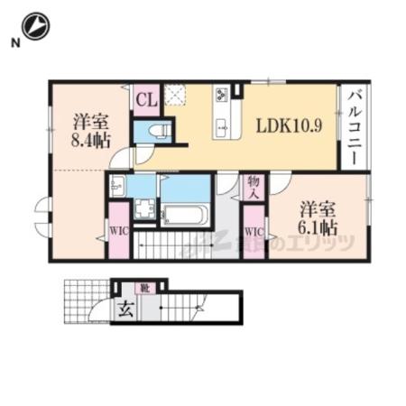 セレスティア(2LDK/2階)の間取り写真