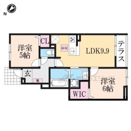 セレスティア(2LDK/1階)の間取り写真