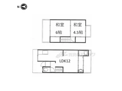 京都市東西線 山科駅 徒歩4分 2階建 築55年(2LDK)の間取り写真
