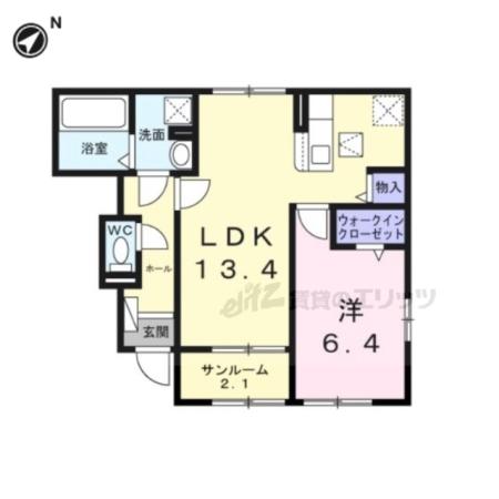 ヴァンヴェール彦根CS(1LDK/1階)の間取り写真