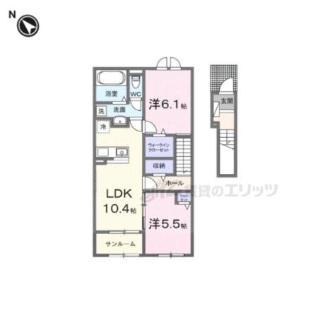 ヴァンヴェール彦根RS(2LDK/2階)の間取り写真