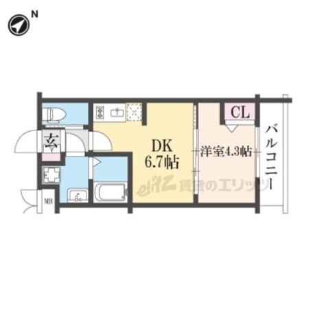 MJC京都ESTRUTH(1DK/4階)の間取り写真