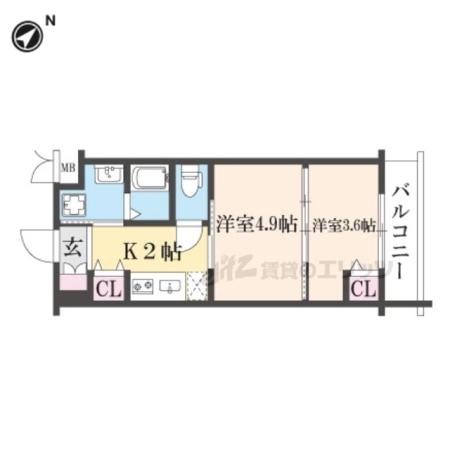 MJC京都ESTRUTH(2K/5階)の間取り写真