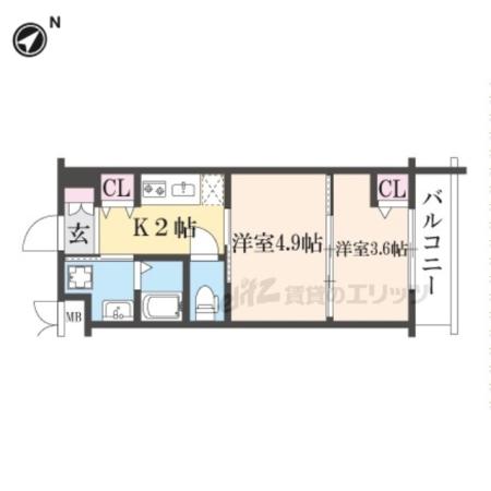 MJC京都ESTRUTH(2K/5階)の間取り写真