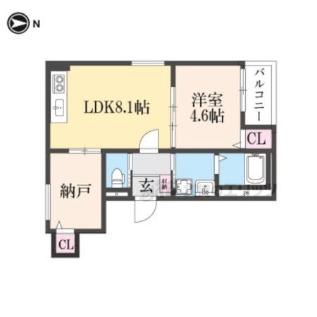ハルカス武庫川(1LDK/1階)の間取り写真
