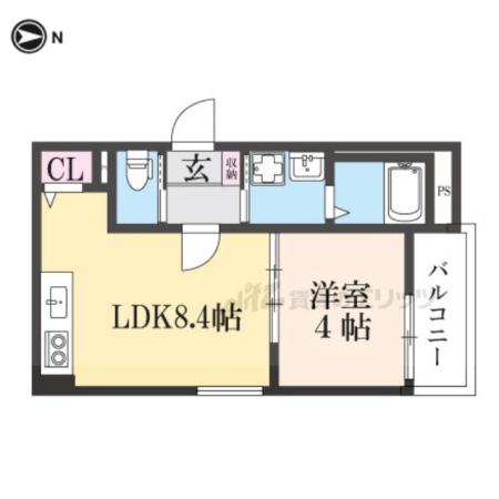 ハルカス武庫川(1LDK/2階)の間取り写真