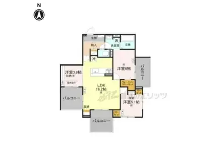 ウエスタンハイツ19(3LDK/2階)の間取り写真