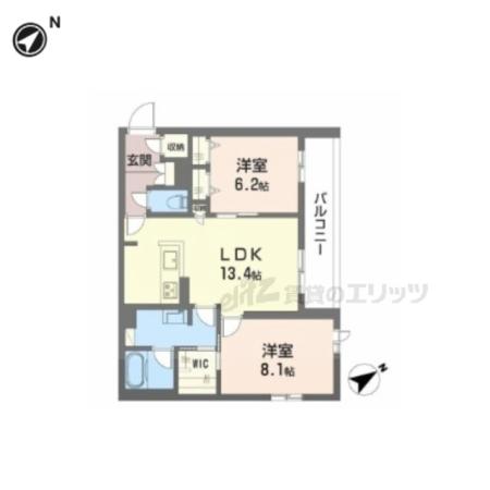 シャーメゾン スターセント(2LDK/2階)の間取り写真