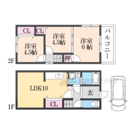 京阪電気鉄道京阪線 牧野駅 徒歩10分 2階建 築59年