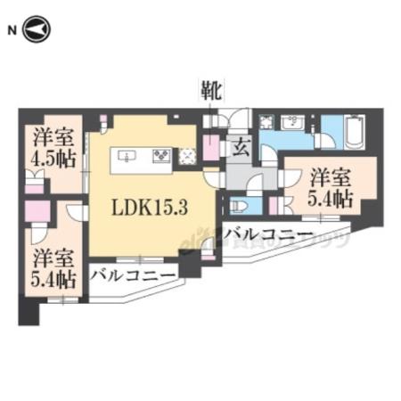 ジオ京都山科(3LDK/10階)の間取り写真