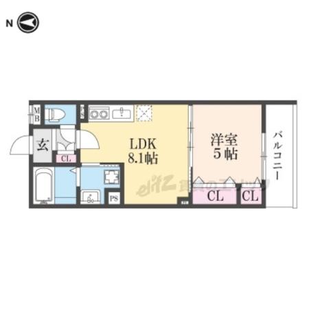 クリエオーレ松丘町(1LDK/2階)の間取り写真