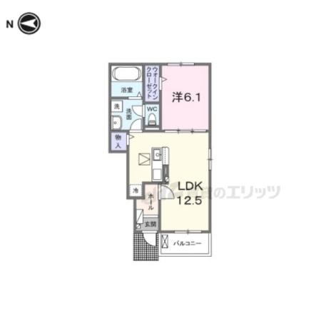 石田内里町アパート(1LDK/1階)の間取り写真