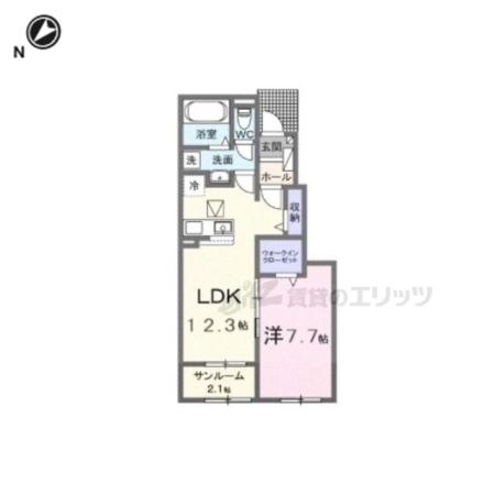 セイバリープリムローズ(1LDK/1階)の間取り写真