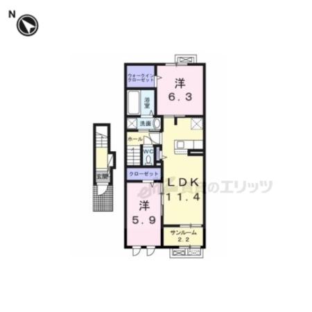 アストラル グレア(2LDK/1階)の間取り写真