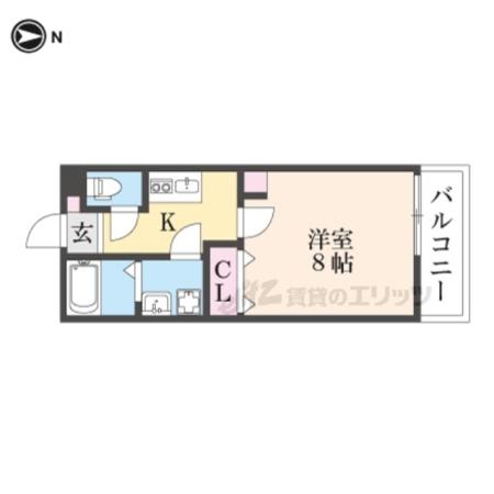 NEXT LIFE 太秦野元(1K/3階)の間取り写真