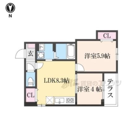 F ASECIA KUULEI(2DK/1階)の間取り写真