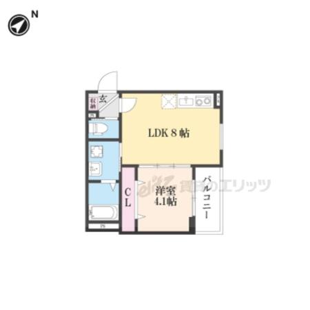 LIX京都桂川(1LDK/4階)の間取り写真