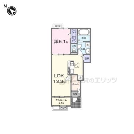 サンクチュアリKEG(1LDK/1階)の間取り写真