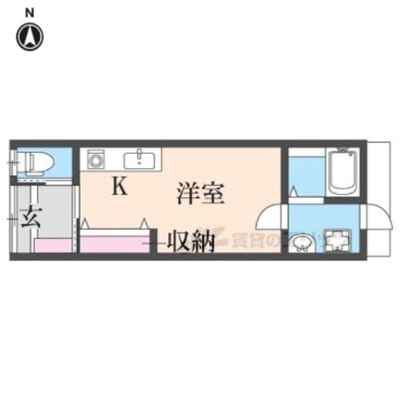 京都市東西線 太秦天神川駅 徒歩6分 1階建 築47年(ワンルーム)の間取り写真