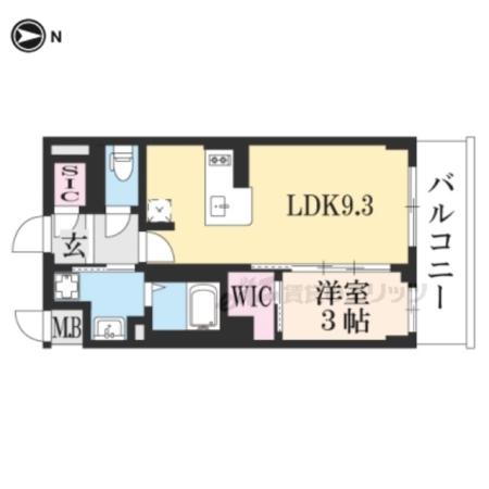 ソルテラス京都東寺HOMARE(1LDK/4階)の間取り写真
