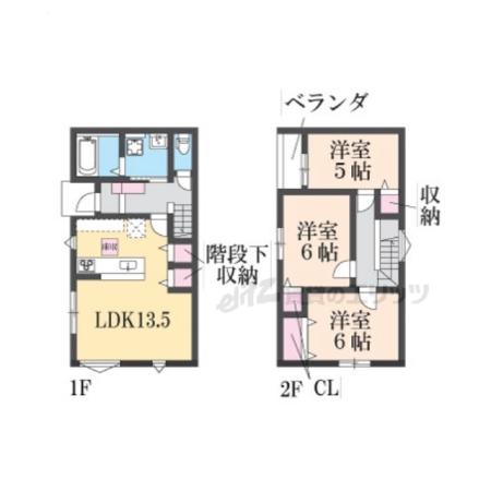 山陰本線 円町駅 徒歩9分 2階建 新築(3LDK)の間取り写真