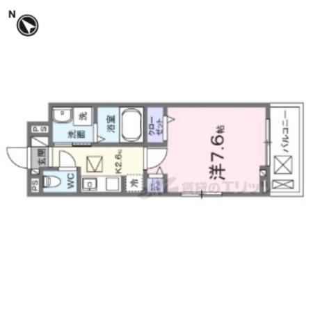 リルーム南草津(1K/1階)の間取り写真