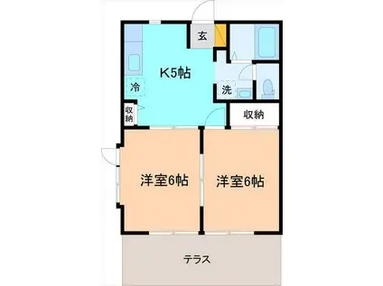 グレープコーポ(2K/1階)の間取り写真