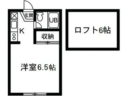 ビラタケイ Bタイプ(1K/1階)の間取り写真