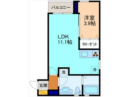 NEXUS金沢増泉(1LDK/1階)の間取り写真