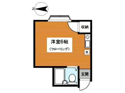 パールハイムC(ワンルーム/1階)の間取り写真