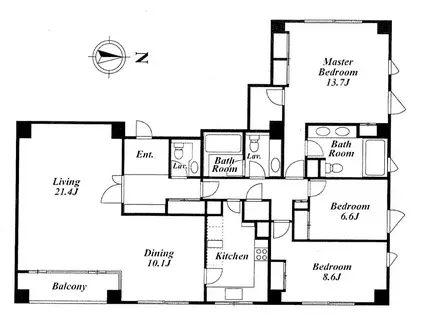 東京メトロ半蔵門線 半蔵門駅 徒歩7分 SRC地上8階建5階(3LDK/5階)の間取り写真